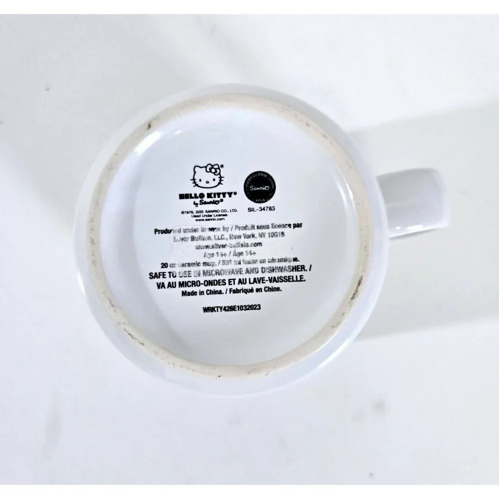 New Stylish Hello Kitty Coffee Mug, Hot or Cold, White & Red, 20fl oz - Picture 7 of 7